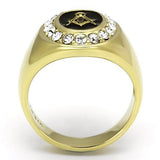 IP Gold(Ion Plating) Stainless Steel Ring with Top Grade Crystal  in Clear