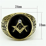 IP Gold(Ion Plating) Stainless Steel Ring with Top Grade Crystal  in Clear