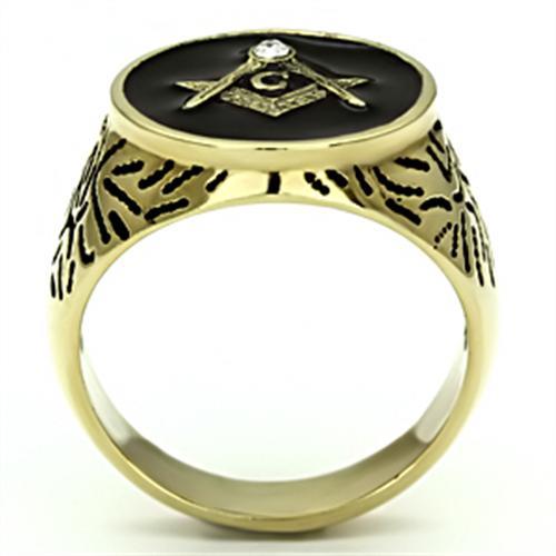 IP Gold(Ion Plating) Stainless Steel Ring with Top Grade Crystal  in Clear