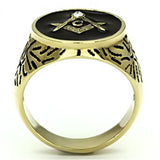 IP Gold(Ion Plating) Stainless Steel Ring with Top Grade Crystal  in Clear