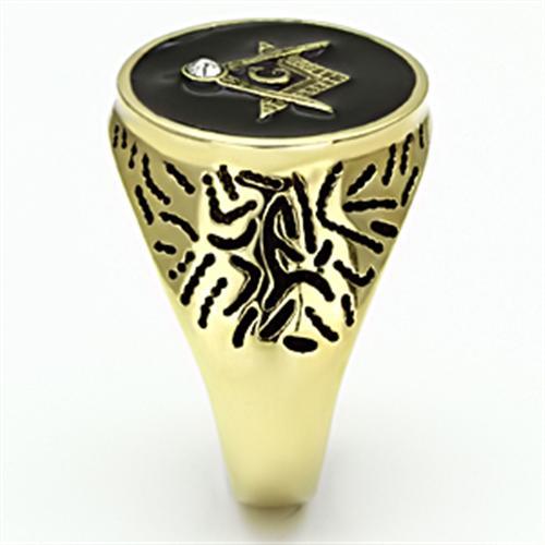 IP Gold(Ion Plating) Stainless Steel Ring with Top Grade Crystal  in Clear