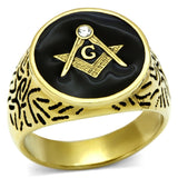 IP Gold(Ion Plating) Stainless Steel Ring with Top Grade Crystal  in Clear