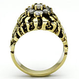 IP Gold(Ion Plating) Stainless Steel Ring with AAA Grade CZ  in Clear