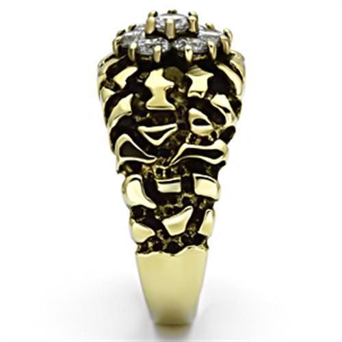 IP Gold(Ion Plating) Stainless Steel Ring with AAA Grade CZ  in Clear