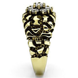 IP Gold(Ion Plating) Stainless Steel Ring with AAA Grade CZ  in Clear