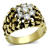 IP Gold(Ion Plating) Stainless Steel Ring with AAA Grade CZ  in Clear