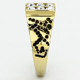 IP Gold(Ion Plating) Stainless Steel Ring with Top Grade Crystal  in Clear