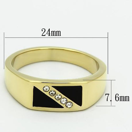 IP Gold(Ion Plating) Stainless Steel Ring with Top Grade Crystal  in Clear