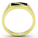 IP Gold(Ion Plating) Stainless Steel Ring with Top Grade Crystal  in Clear