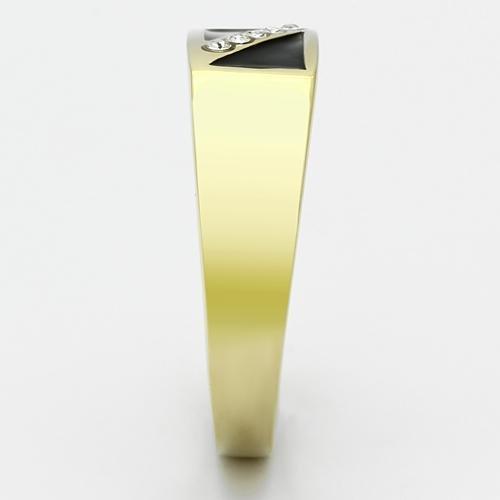 IP Gold(Ion Plating) Stainless Steel Ring with Top Grade Crystal  in Clear