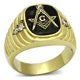 IP Gold(Ion Plating) Stainless Steel Ring with Top Grade Crystal  in Clear