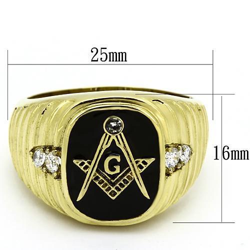 IP Gold(Ion Plating) Stainless Steel Ring with Top Grade Crystal  in Clear