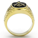 IP Gold(Ion Plating) Stainless Steel Ring with Top Grade Crystal  in Clear