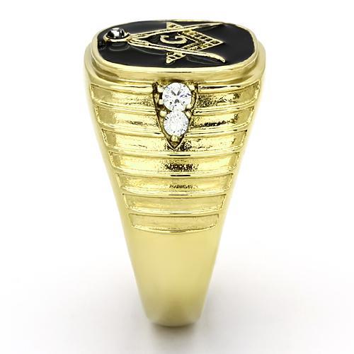 IP Gold(Ion Plating) Stainless Steel Ring with Top Grade Crystal  in Clear