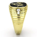 IP Gold(Ion Plating) Stainless Steel Ring with Top Grade Crystal  in Clear