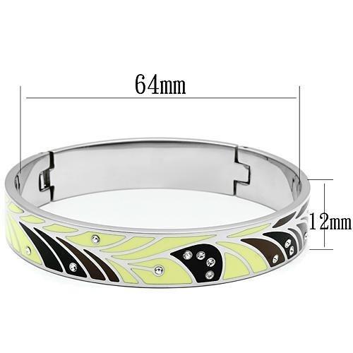 High polished (no plating) Stainless Steel Bangle with Top Grade Crystal  in Clear