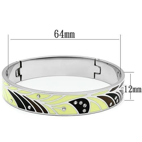 High polished (no plating) Stainless Steel Bangle with Top Grade Crystal  in Clear