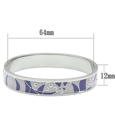High polished (no plating) Stainless Steel Bangle with Top Grade Crystal  in Clear