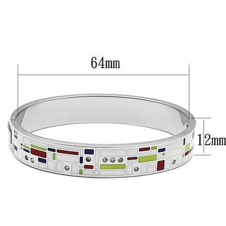 High polished (no plating) Stainless Steel Bangle with Top Grade Crystal  in Clear