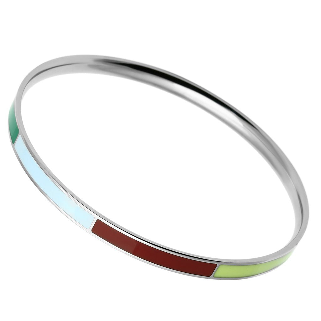 High polished (no plating) Stainless Steel Bangle with Epoxy  in Multi Color