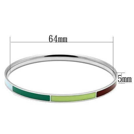 High polished (no plating) Stainless Steel Bangle with Epoxy  in Multi Color