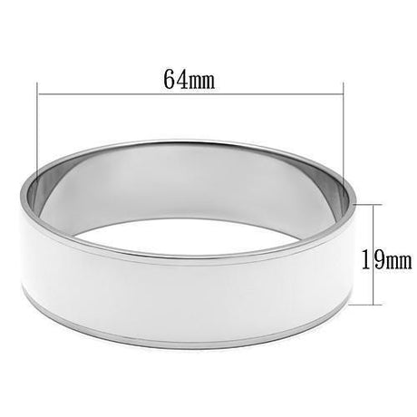 High polished (no plating) Stainless Steel Bangle with Epoxy  in White