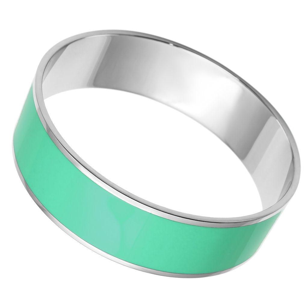 High polished (no plating) Stainless Steel Bangle with Epoxy  in Turquoise
