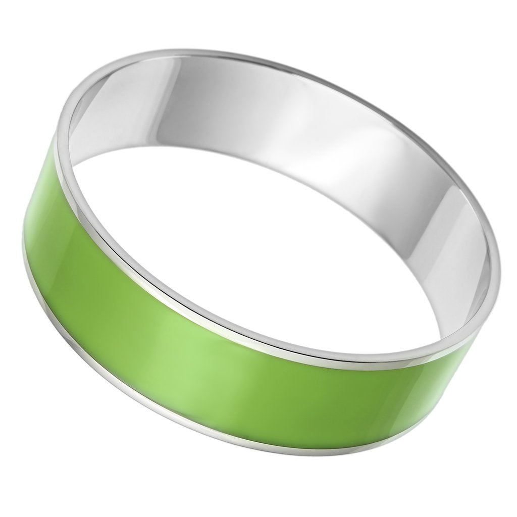 High polished (no plating) Stainless Steel Bangle with Epoxy  in Emerald