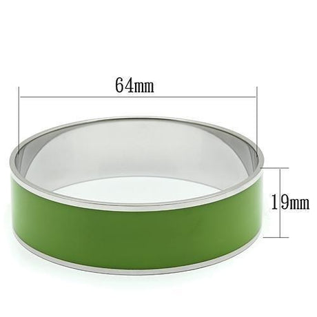 High polished (no plating) Stainless Steel Bangle with Epoxy  in Emerald