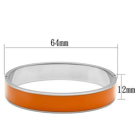 High polished (no plating) Stainless Steel Bangle with Epoxy  in Orange