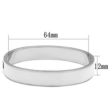 High polished (no plating) Stainless Steel Bangle with Epoxy  in White
