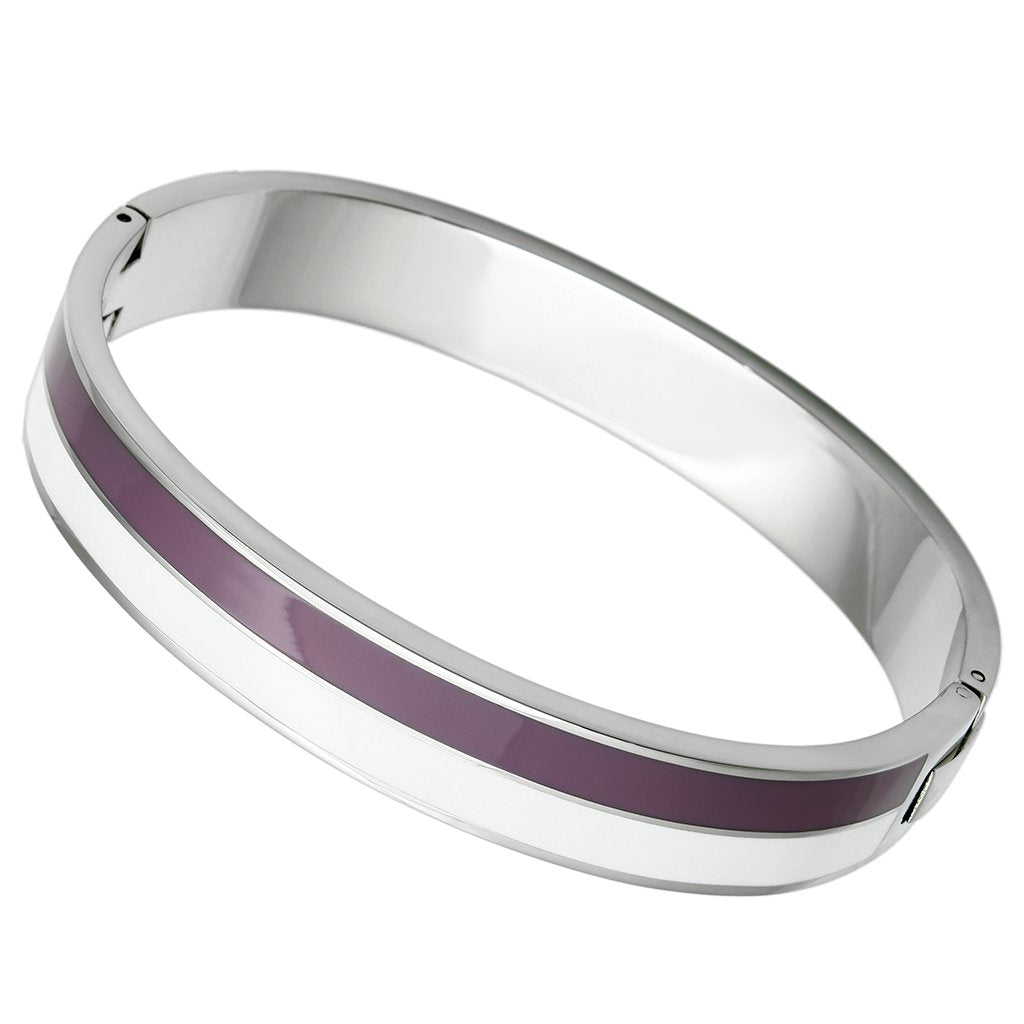 High polished (no plating) Stainless Steel Bangle with Epoxy  in Multi Color