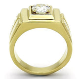 IP Gold(Ion Plating) Stainless Steel Ring with AAA Grade CZ  in Clear