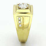 IP Gold(Ion Plating) Stainless Steel Ring with AAA Grade CZ  in Clear