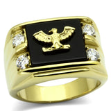 Gold-Plated Western Military Ring with Jet Black Agate