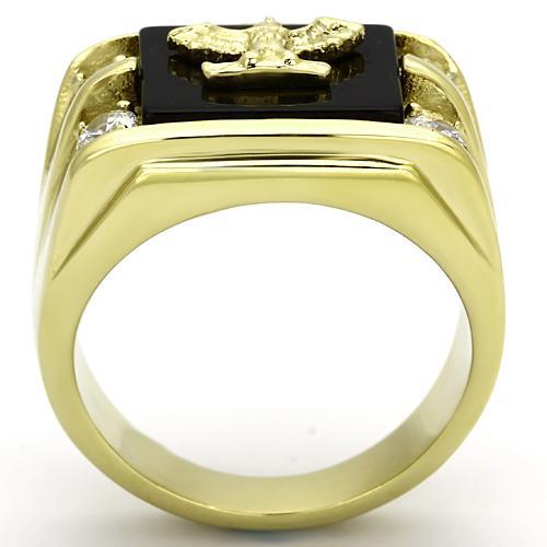 Gold-Plated Western Military Ring with Jet Black Agate