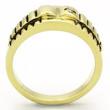 IP Gold(Ion Plating) Stainless Steel Ring with AAA Grade CZ  in Clear