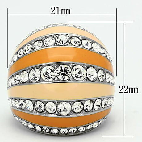 High polished (no plating) Stainless Steel Ring with Top Grade Crystal  in Clear