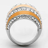 High polished (no plating) Stainless Steel Ring with Top Grade Crystal  in Clear