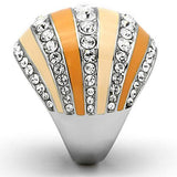 High polished (no plating) Stainless Steel Ring with Top Grade Crystal  in Clear