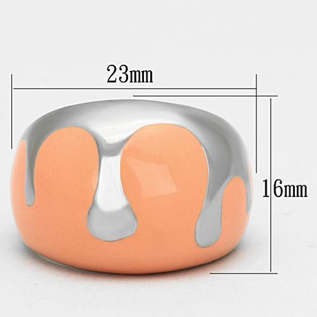 High polished (no plating) Stainless Steel Ring with Epoxy  in Orange