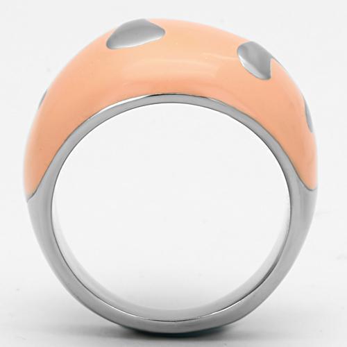 High polished (no plating) Stainless Steel Ring with Epoxy  in Orange