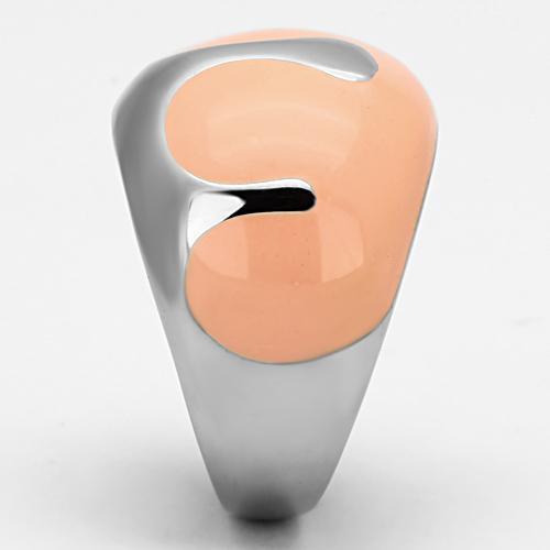 High polished (no plating) Stainless Steel Ring with Epoxy  in Orange