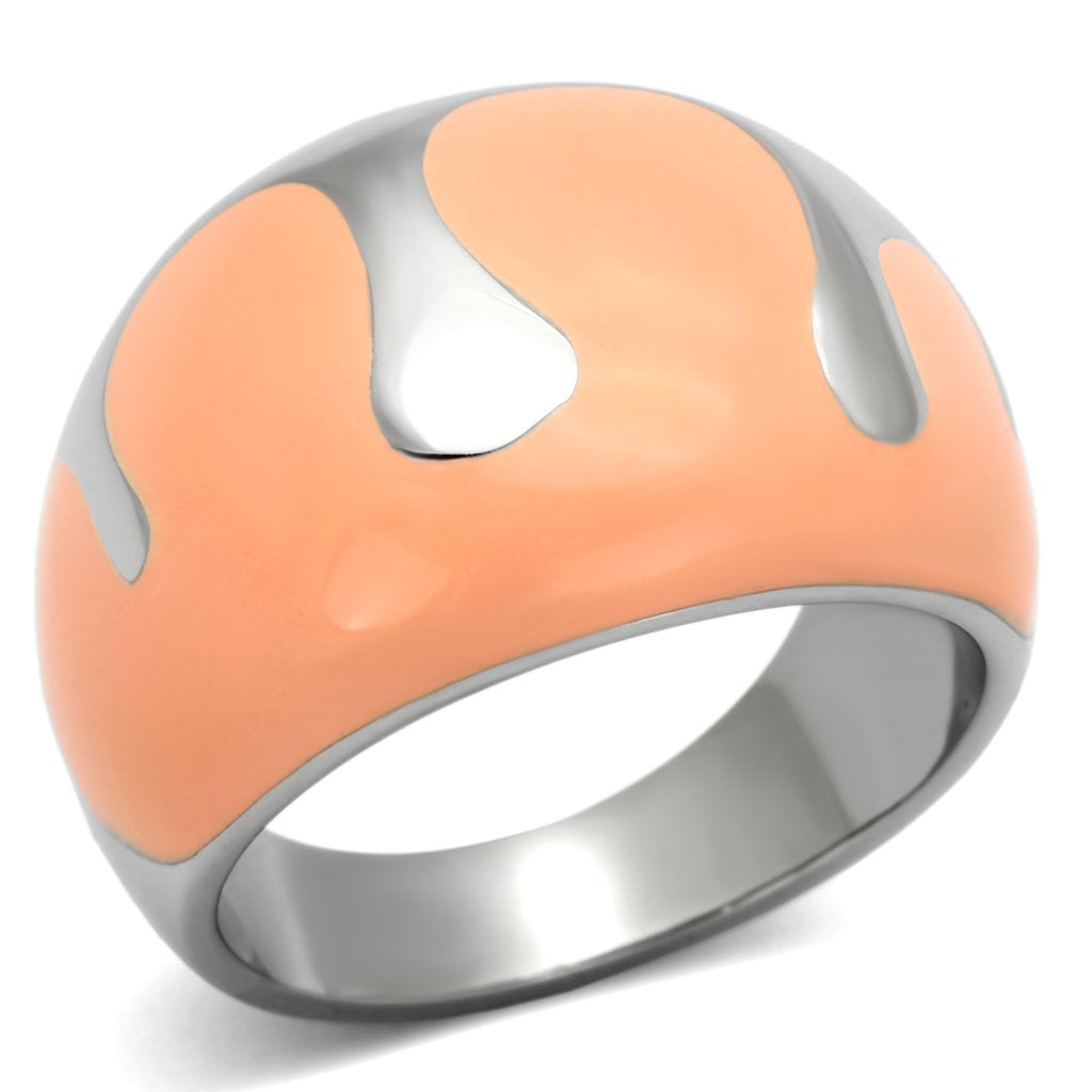 High polished (no plating) Stainless Steel Ring with Epoxy  in Orange
