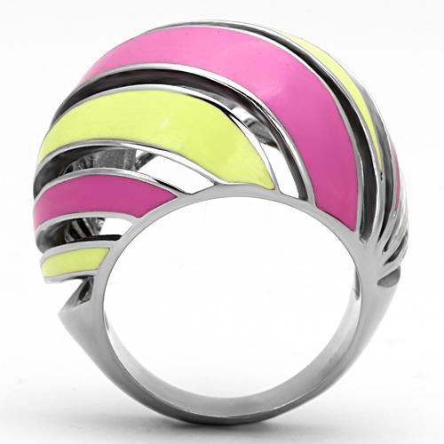 High polished (no plating) Stainless Steel Ring with Epoxy  in Multi Color