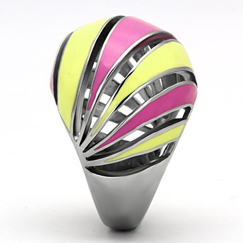 High polished (no plating) Stainless Steel Ring with Epoxy  in Multi Color