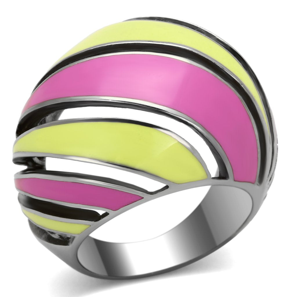 High polished (no plating) Stainless Steel Ring with Epoxy  in Multi Color
