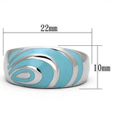 High polished (no plating) Stainless Steel Ring with Epoxy  in Sea Blue