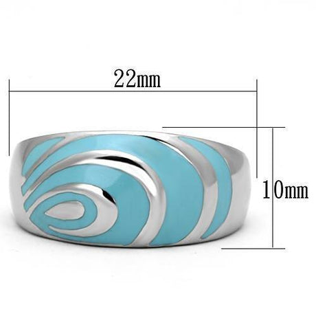 High polished (no plating) Stainless Steel Ring with Epoxy  in Sea Blue