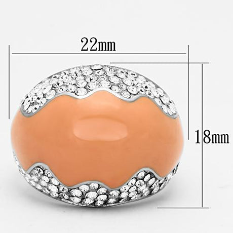 High polished (no plating) Stainless Steel Ring with Top Grade Crystal  in Clear